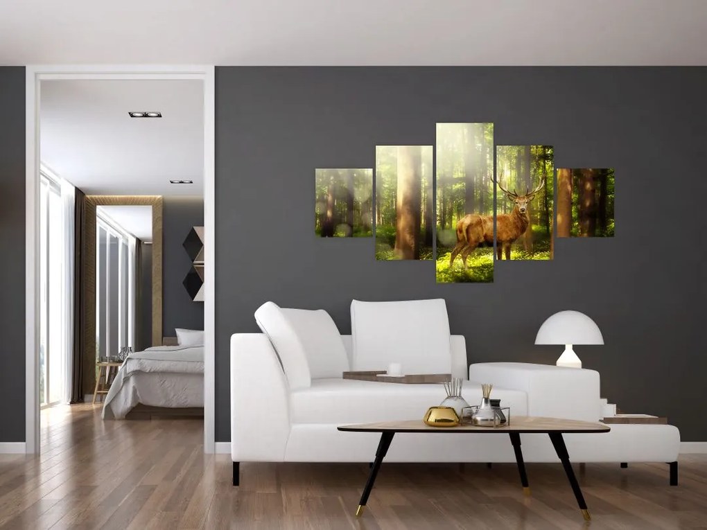 Obraz jelenia w lesie (125x70 cm)