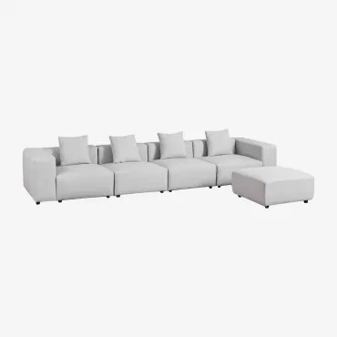 Modułowa Sofa 4-częściowa Z Wysokimi Podłokietnikami I Pufą (↔︎400 Cm) Bruna Tkaniny Gris Glacial - Sklum