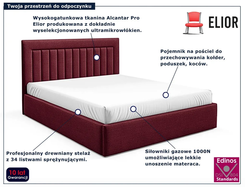 Czerwone nowoczesne łóżko tapicerowane 3 rozmiary K9-C60