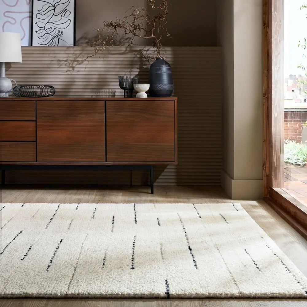 Kremowy wełniany dywan tkany ręcznie 120x170 cm Dottie Linear – Flair Rugs