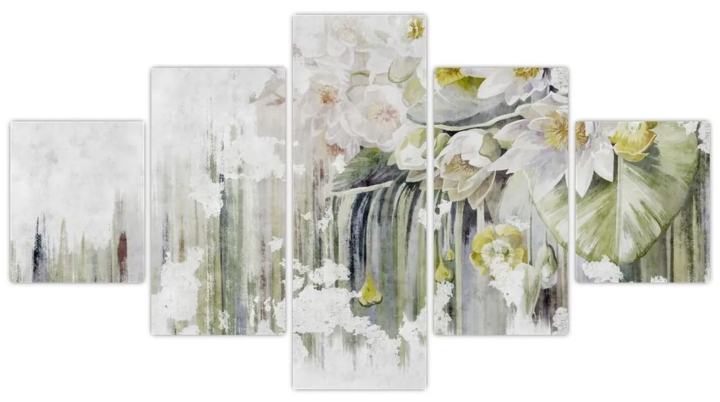 Obraz - Białe kwiaty, vintage (125x70 cm)