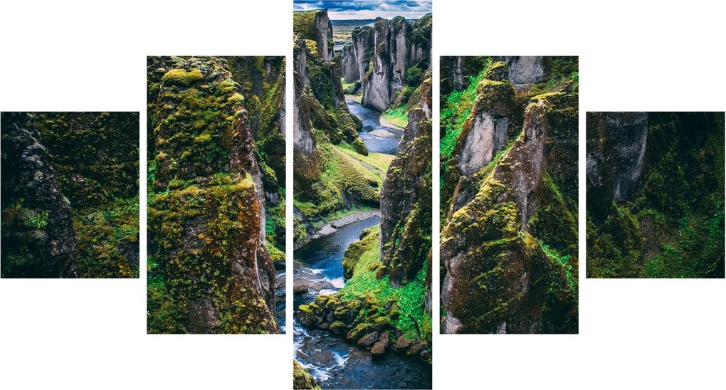 Obraz - Rzeka w skalistej dolinie (125x70 cm)