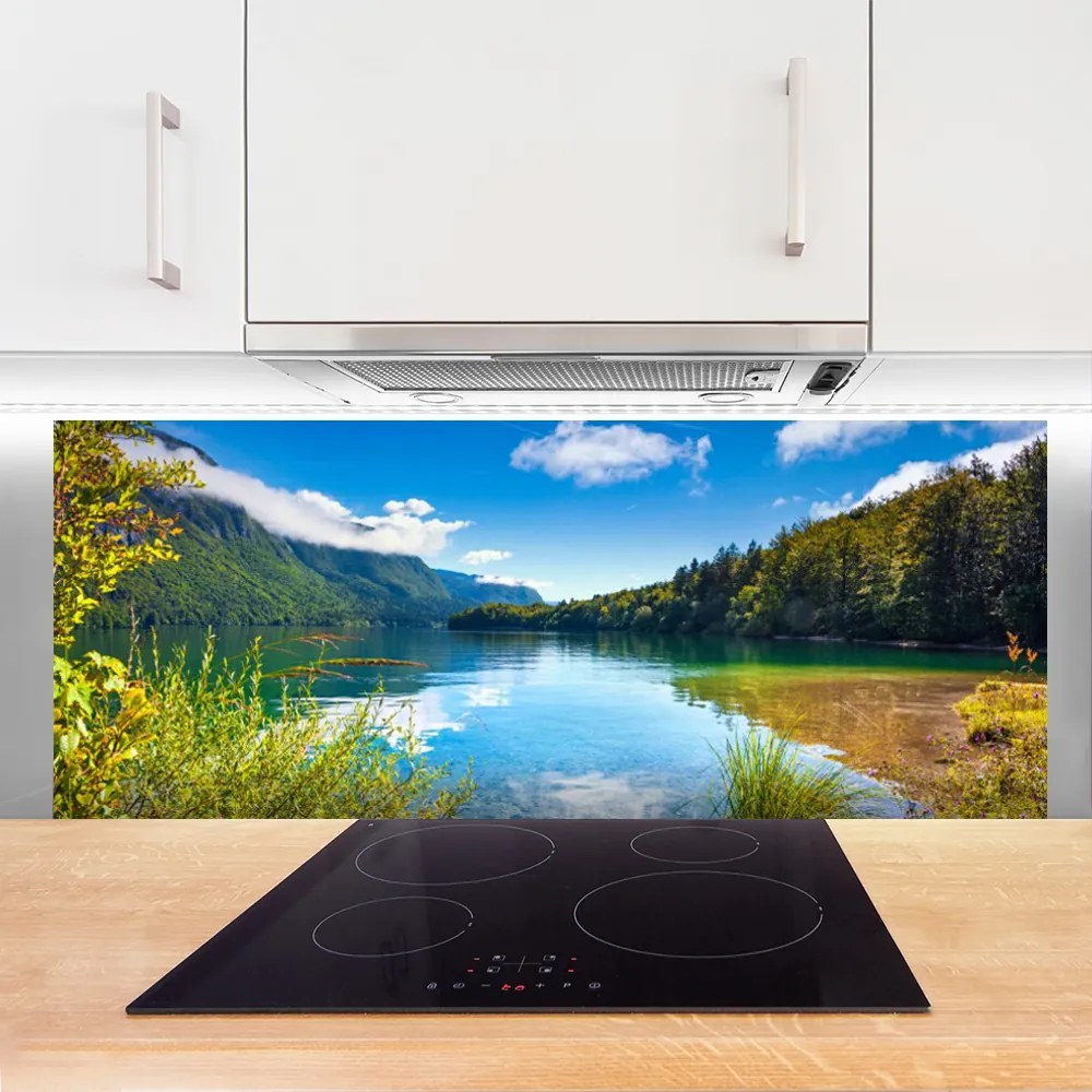 Panel Szklany Kryształowe Jezioro w Objęciach Gór