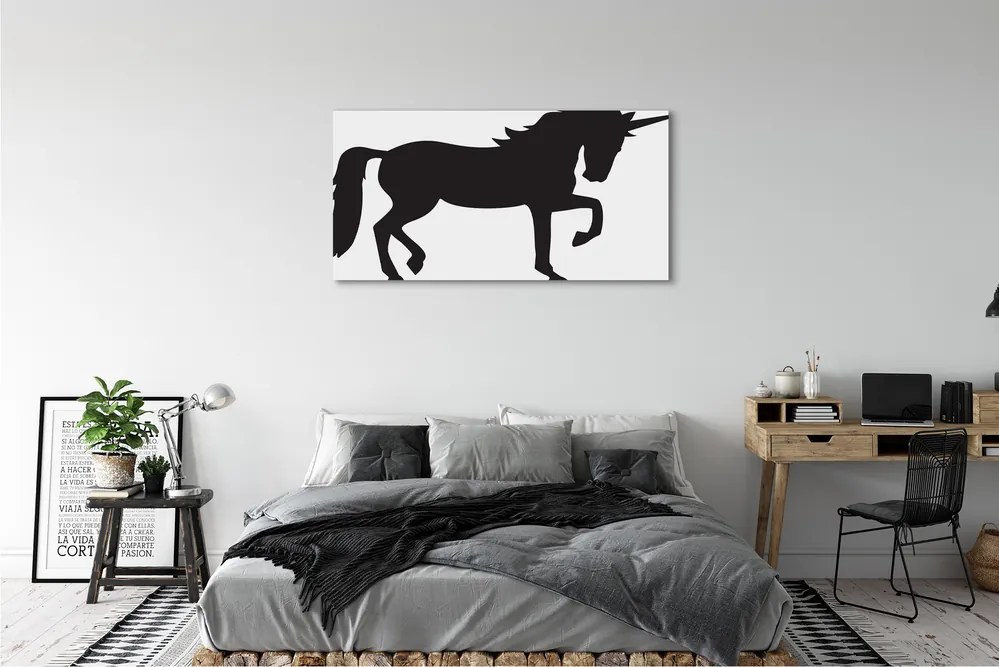 Obraz drukowany na płótnie Mistyczny Czarny Jednorożec