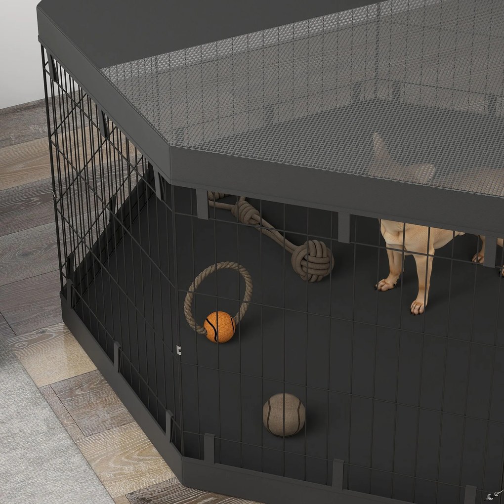 PawHut Wybieg dla Szczeniąt, Wysokość 76 cm/ok. 2,5 m², 8 Paneli, Płachta Podłogowa, Kombinowana Pokrywa Dachowa