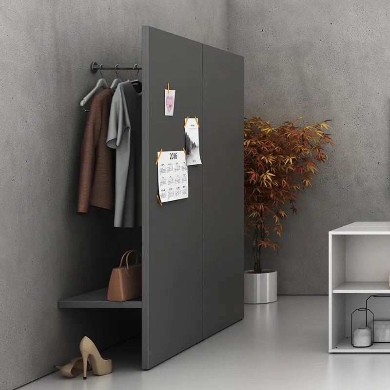 Ekran szatniowy BLOCK, 800 x 440 x 1854 mm, pomarańczowy