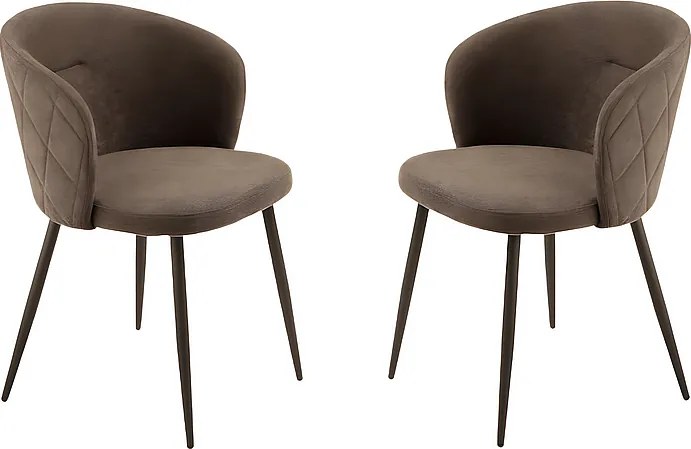 Komplet 2 krzeseł do jadalni "Claris" w brązowej tkaninie tapicerowanej cm 56x55 78h