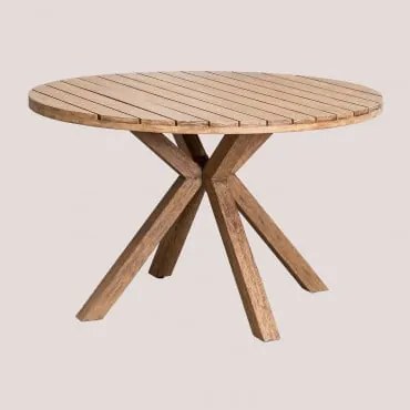 Okrągły Stół Ogrodowy Z Drewna Naele Ø120 Cm & Eucalyptus Brown - Sklum