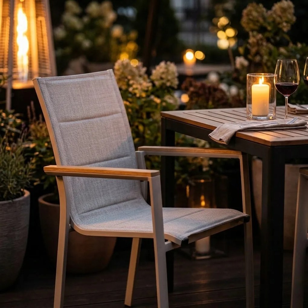 3587W-BE Krzesło Ogrodowe Beżowe 56x65x88 cm Beżowa Szybkoschnąca Tkanina Nowoczesny