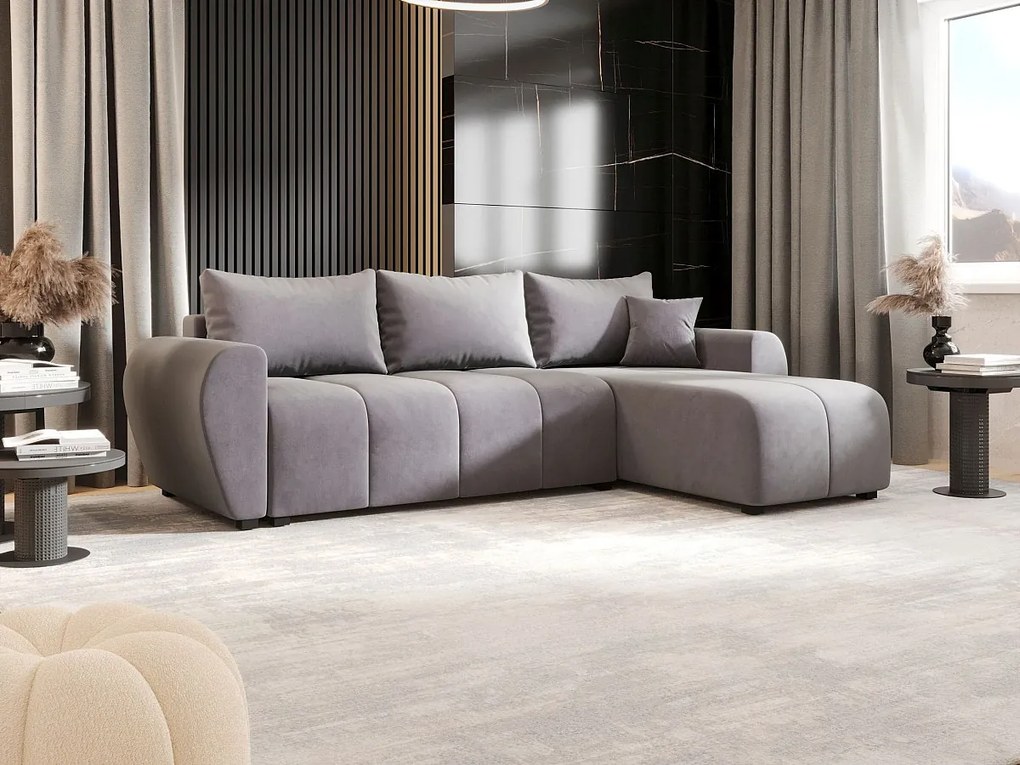 BEDANTE narożnik MOLISA L Itaka 50 prawa szary z funkcją spania sofa w kształcie litery L z pojemnikiem na pościel