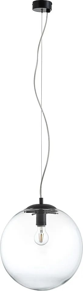 Lampa sufitowa OXY klasyczny i ponadczasowy styl - g?. ø25 cm x wys. 150 cm - E27 40W - przezroczysta kula ø25 cm - stal i kolor czarny