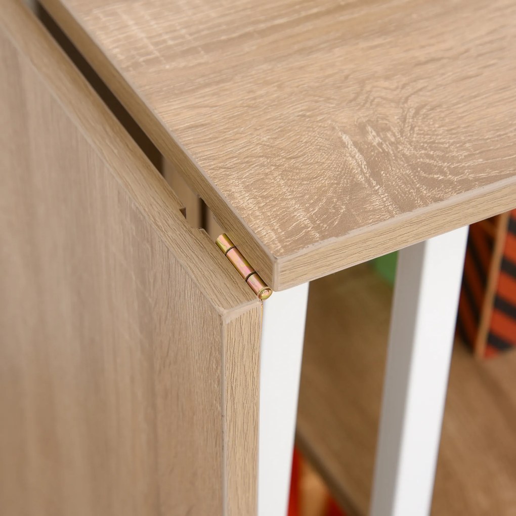 Stół Składany Biurko na Kółkach Stolik Komputerowy Przenośny MDF Naturalny | Aosom PL