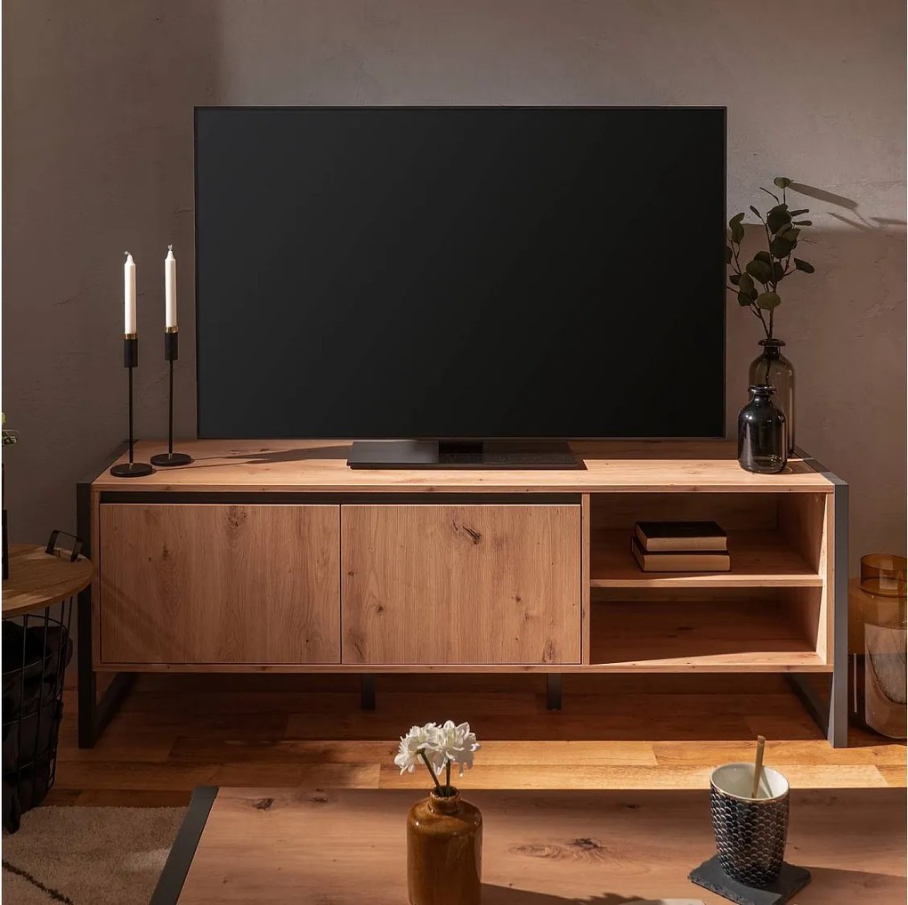 Szafka RTV 160x55x40 cm naturalny antracyt