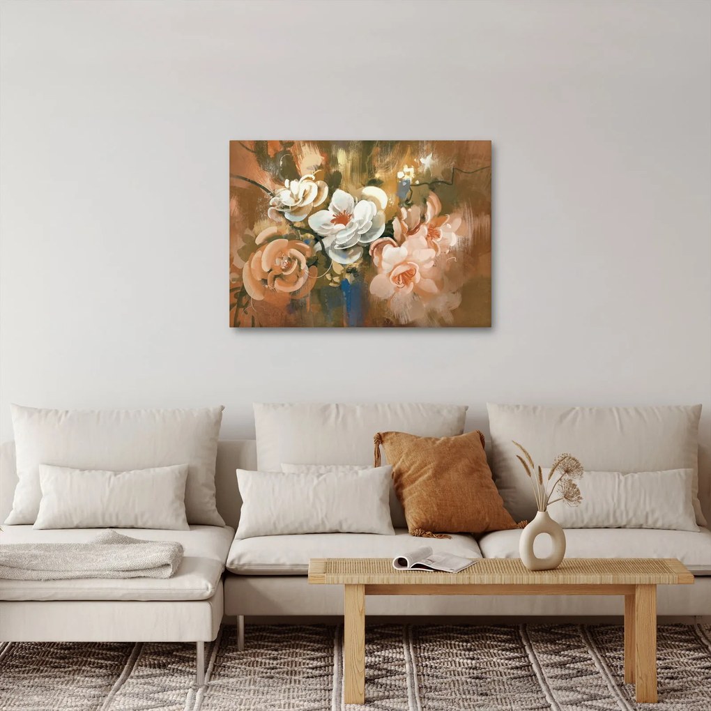 Obraz- Malowany bukiet kwiatów (70x50 cm)