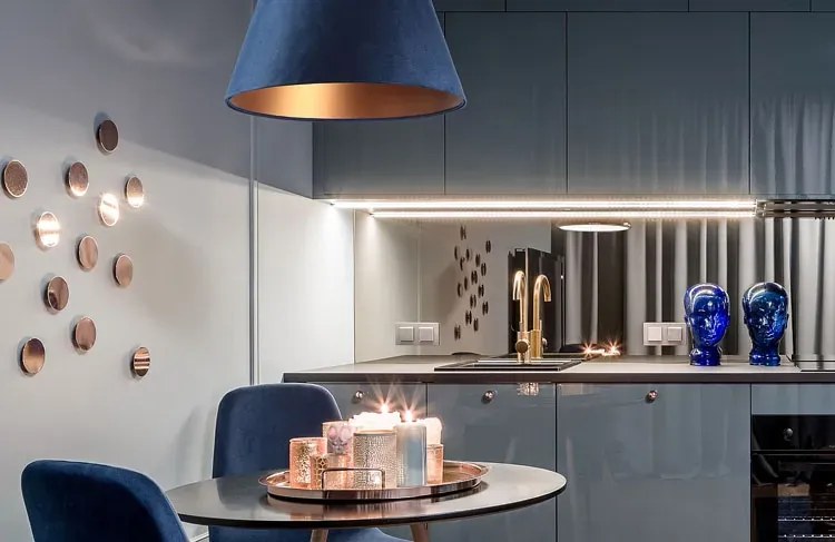 Granatowa lampa wisząca dzwon glamour - 5X S409 Z4-E99
