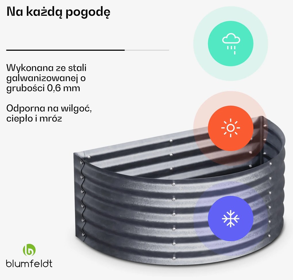 Blumfeldt High Grow Half Circle podwyższana grządka, 105 x 43 x 60 cm