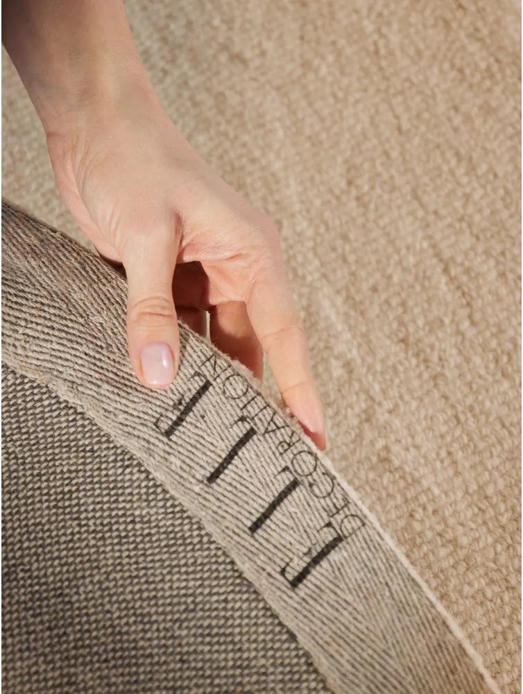 Wełniany okrągły dywan tkany ręcznie w naturalnym kolorze ø 160 cm Puristic Knots – Elle Decoration