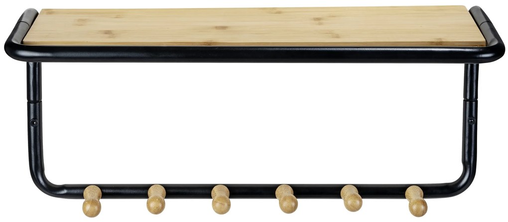 Półka ścienna z bambusowymi haczykami, 58 x 26 x 26 cm, Loft, WENKO