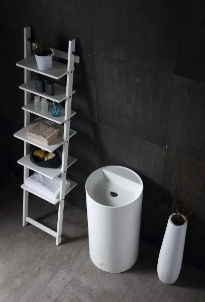 Umywalka stojąca TWZ65Odlew mineralny - Biały mat - Ø 45 x 85 cm