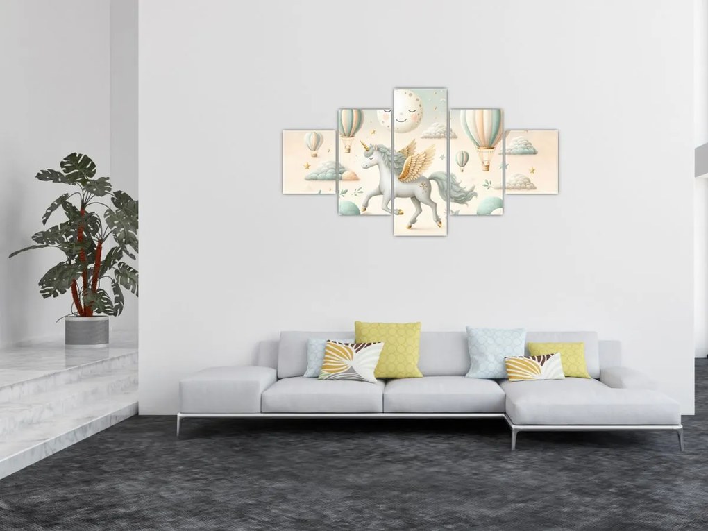 Obraz - Szczęśliwy jednorożec (125x70 cm)