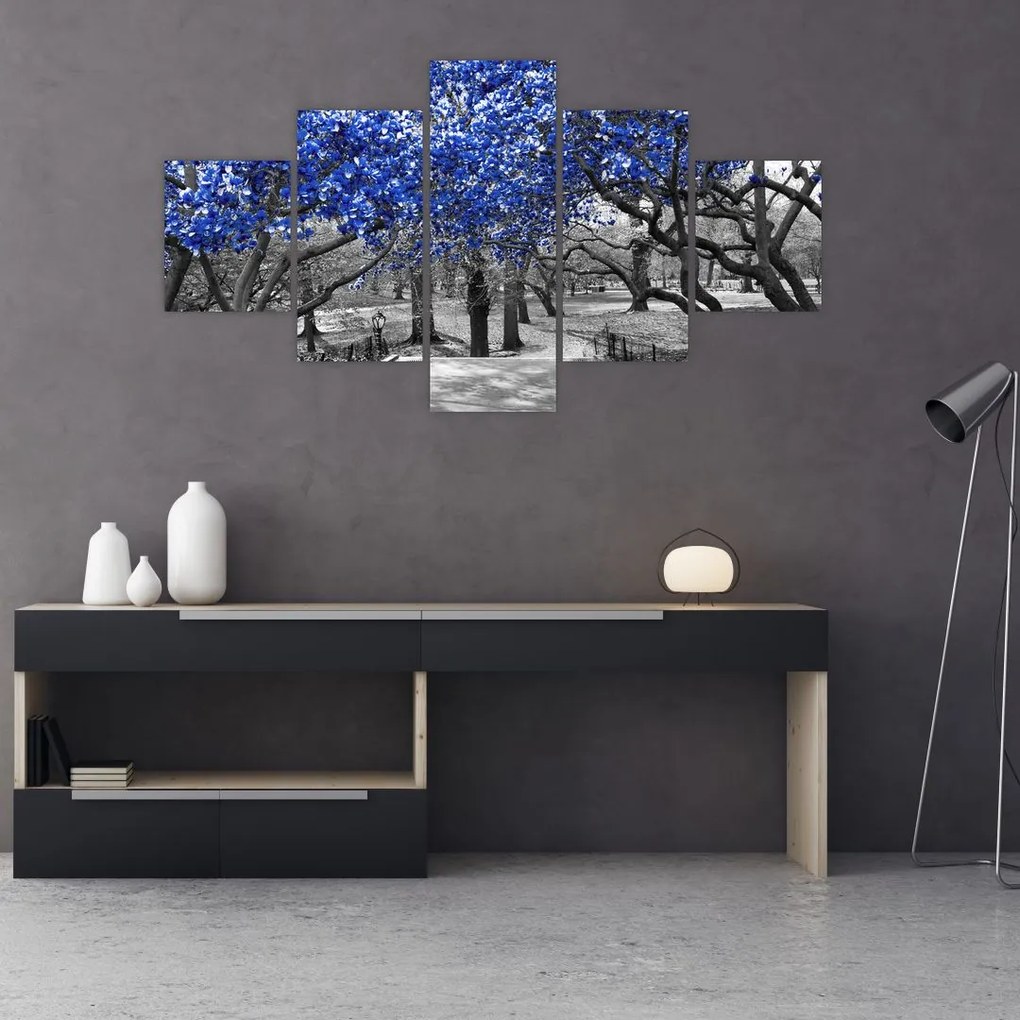 Obraz - Niebieskie drzewa, Central Park, New York (125x70 cm)