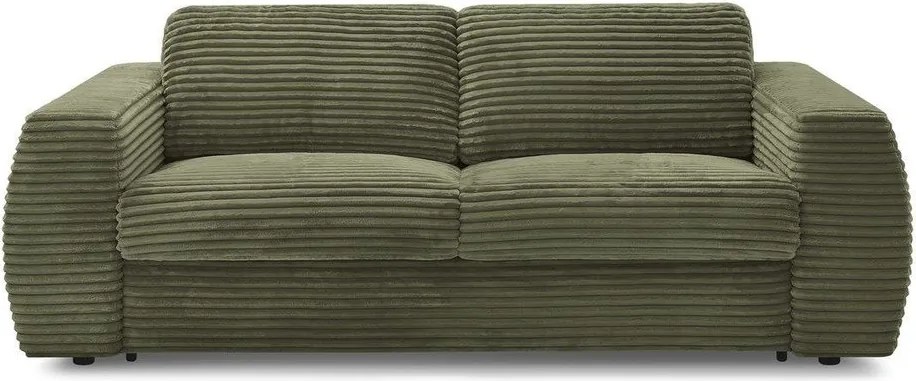 Zielona sztruksowa sofa do spania/rozkładana 220 cm Hugo – Bobochic Paris