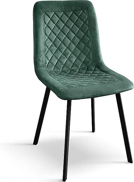 Zestaw 4 krzeseł z zielonego aksamitu i antracytowymi metalowymi nogami - NOHO