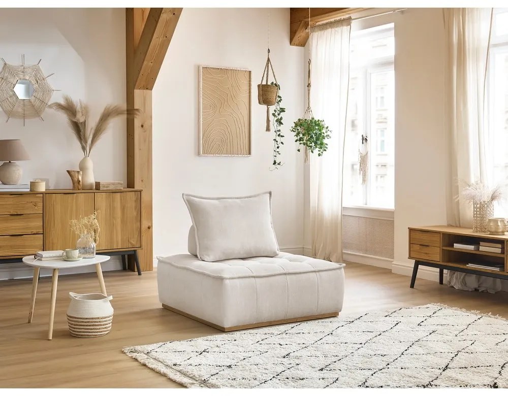 Biały fotel z tkaniny szenilowej Elisa – Bobochic Paris