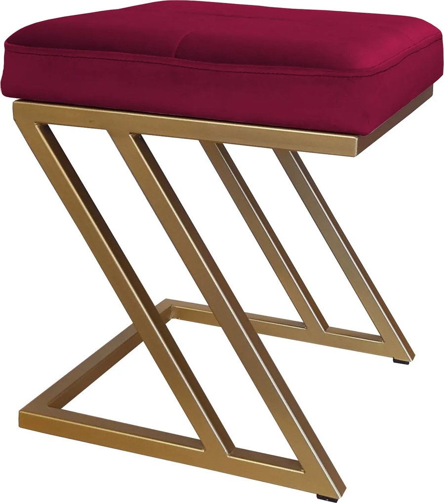 Pufa ZETA tkanina Welur loft ławka podnóżek metal : Kolor Stelaża - Złoty, Kolor tkaniny - VELVET - MG31, Typ tkaniny - Velvet