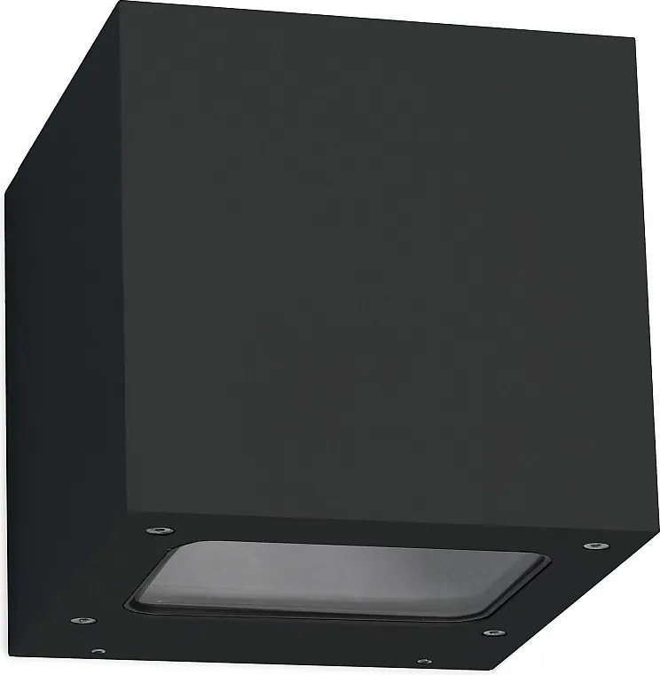 Aluminiowy kinkiet BRICK w nowoczesnym stylu - Szeroko?? 12 x Wysoko?? 12 cm - czarny - LED SMD 2x 5W - 3K - góra i dó? - 67° - IP44