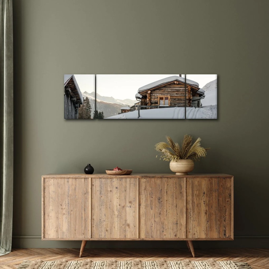 Obraz - chata górska w śniegu (170x50 cm)