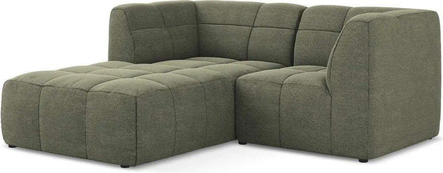 Zielony narożnik z materiału bouclé (lewostronny/z szezlongiem) Aloha – Makamii