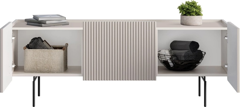 Szafka RTV Malmi 150 cm - kaszmir / czarne nóżki
