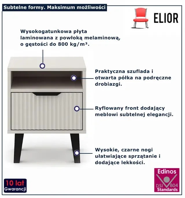Kaszmirowa szafka nocna na nóżkach - Henex 3X