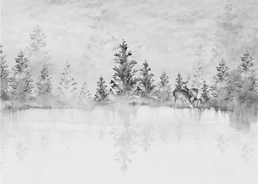 Obraz na szkle - Jeleń nad jeziorem (70x50 cm)