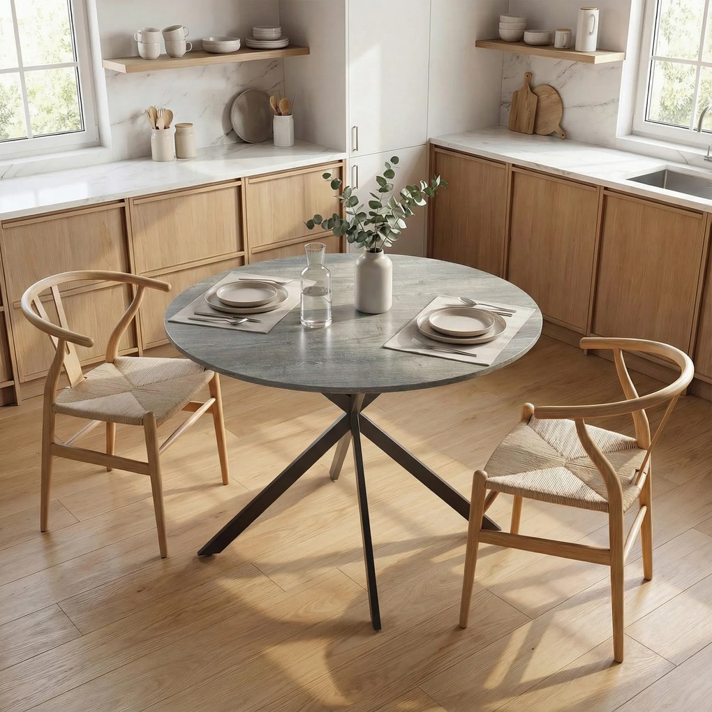 HOMCOM Okrągły stół jadalniany dla 4 osób, stół kuchenny w stylu industrialnym z nogami stalowymi, do jadalni, kuchni, szary | Aosom PL