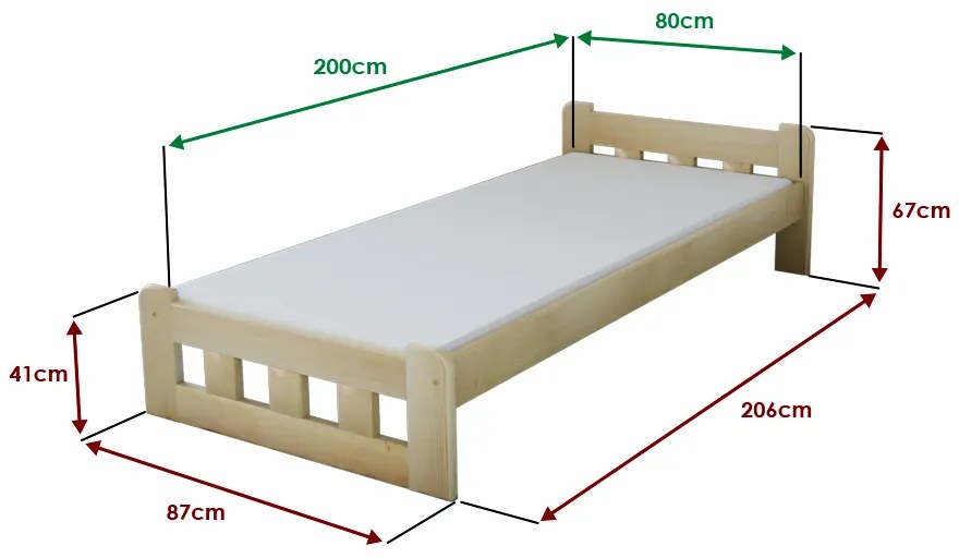Łóżko Naomi podwyższone 80 x 200 cm, dąb Materac: Materac Sommera 18 cm