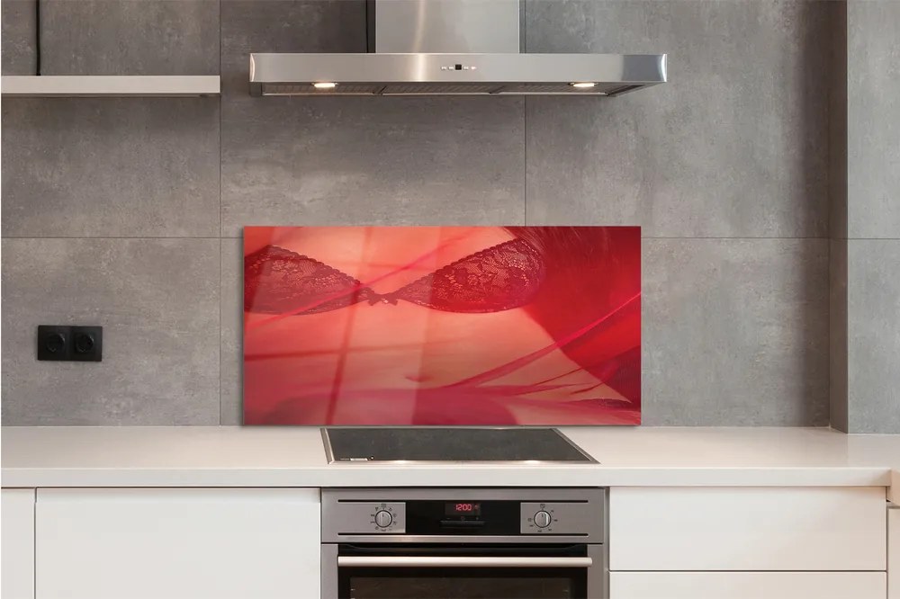 Panel szklany do Kuchni Kobieta pod Czerwonym Tiulem