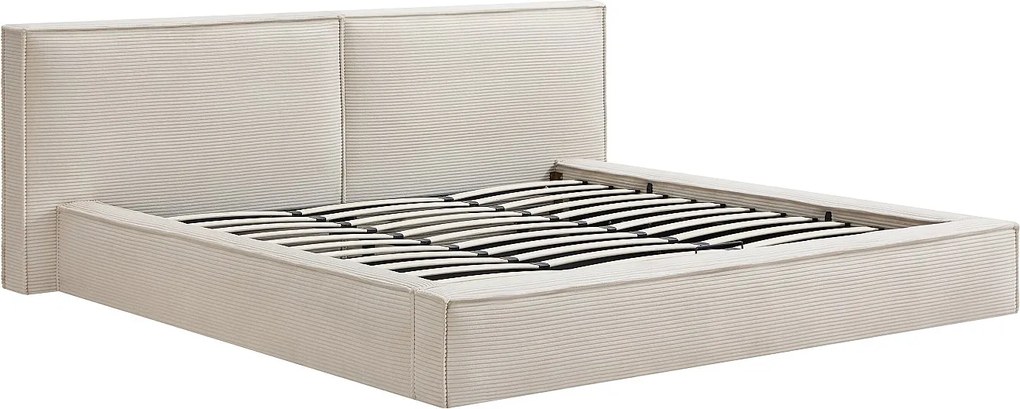 Łóżko ze skrzynią 180 x 200 cm - Sztruks - Beżowy - TAVESO