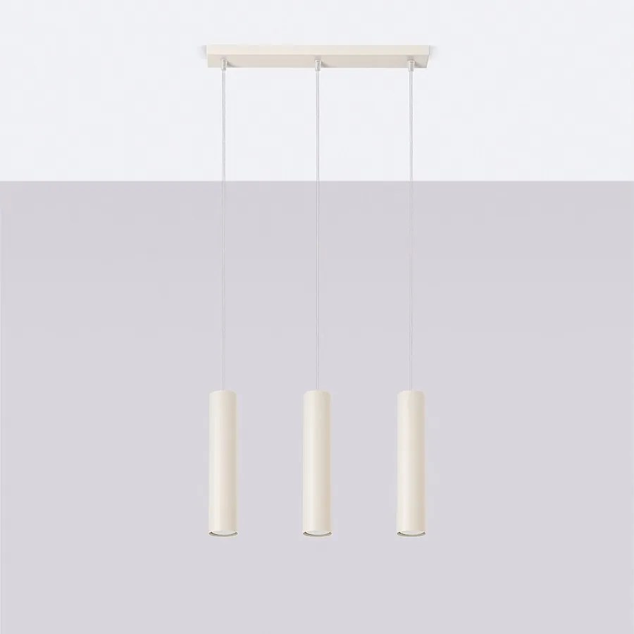 Lampa wisząca loft Toris, stal - 3 źródło światła 4000K - L.45 x H.98 cm - beżowy