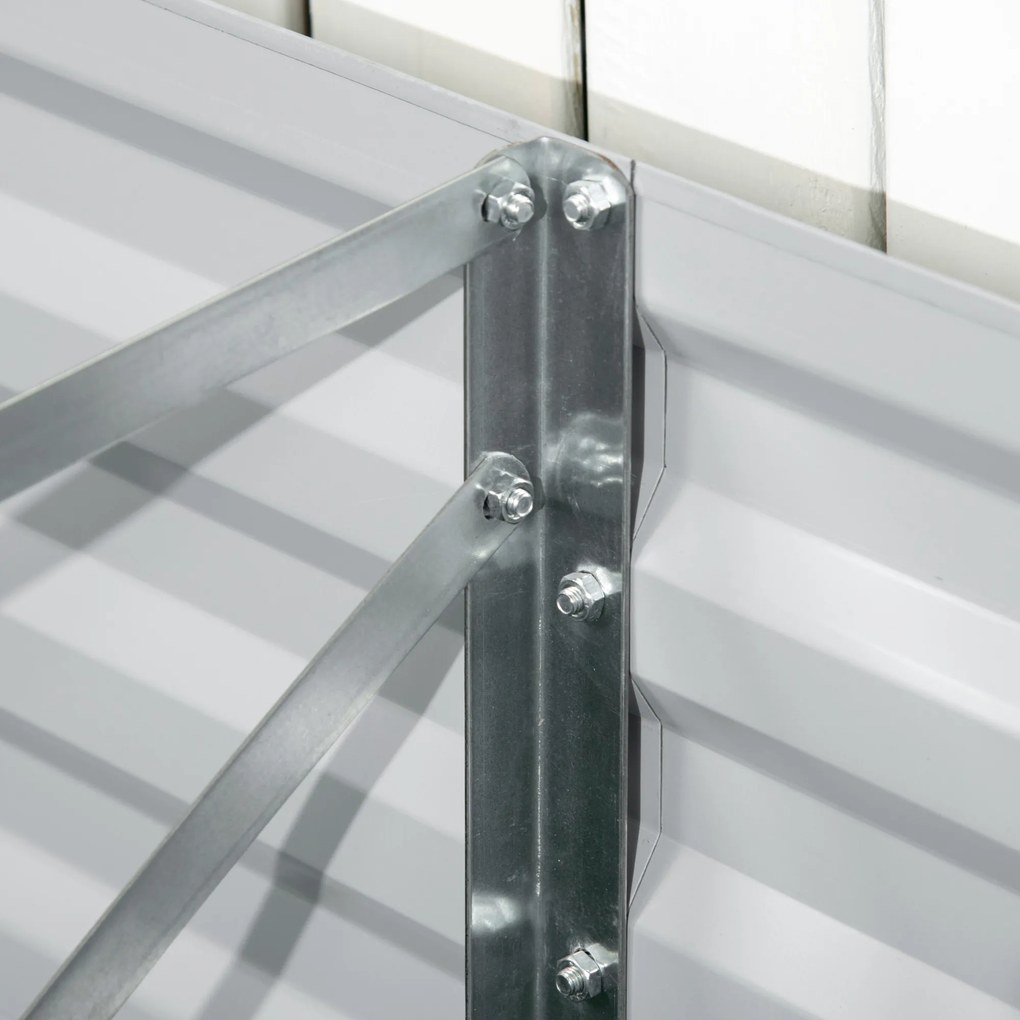 Outsunny Skrzynka na rośliny, Przenośna grządka do sadzenia, pielęgnacji roślin, Wysoki grząd, Stal, Jasnoszary