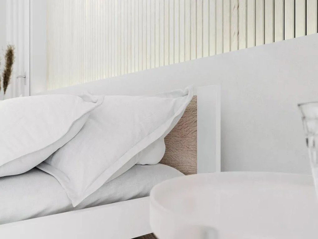 Łóżko IKAROS 80 x 200 cm, białe/dąb sonoma Materac: Bez materaca