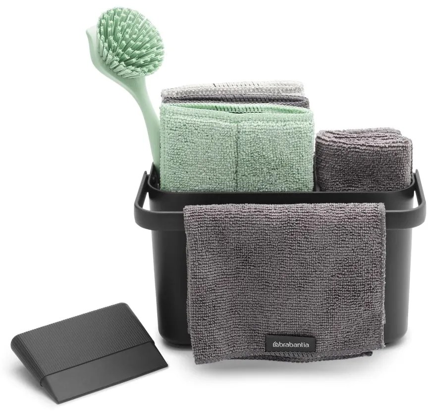 Ciemnoszary zestaw do mycia naczyń z plastiku z recyklingu SinkSide – Brabantia