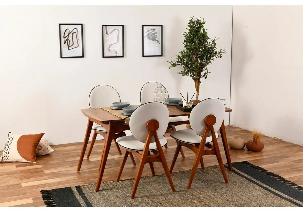 Zestaw krzeseł do jadalni Touch Cream and Walnut,2 szt.