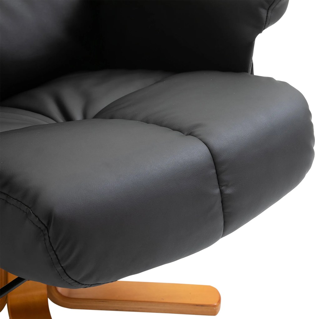 HOMCOM Fotel masujący z pufą nachylenie 145 stopni wygodny relaks sztuczna skóra elegancki czarny 80x86x99cm | Aosom PL