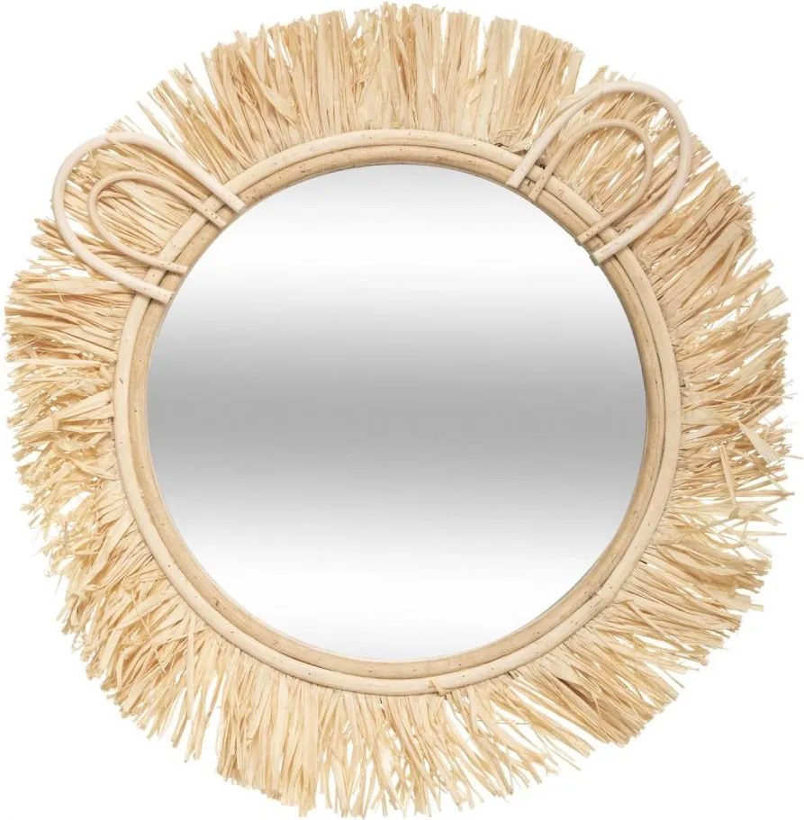 Atmosphera - Dziecięce lustro ścienne LION śr. 38 cm, rattan/rafia