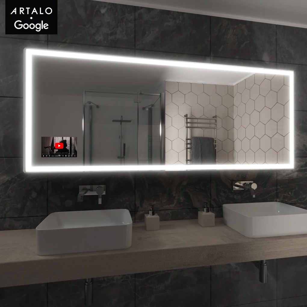 SMART LED lustro do łazienki z oświetleniem M1 premium + SmartScreen with Google TV