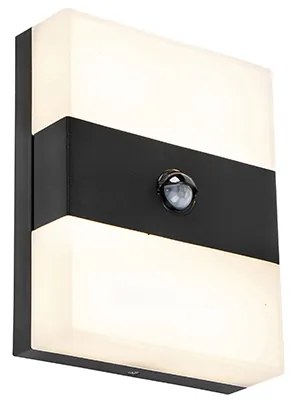 Lampa ścienna zewnętrzna czarna IP44 w tym LED z czujnikiem ruchu - Dualy