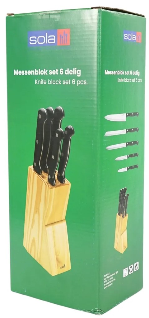 Zestaw noży SOLA KNIFE w drewnianym bloku, 6 szt.