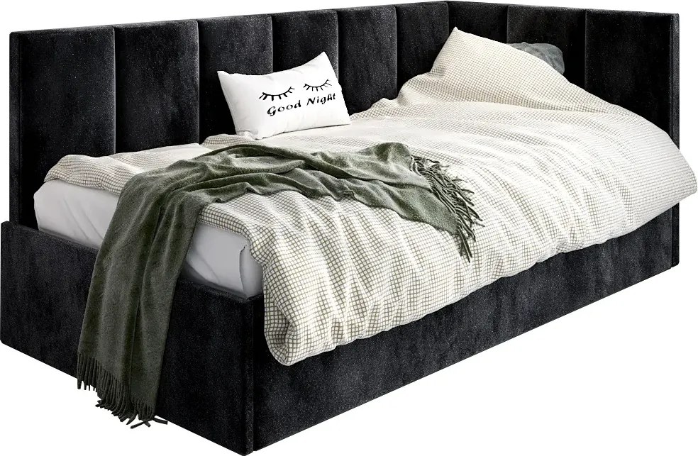 Czarne Młodzieżowe Łóżko Z Pojemnikiem 120X200 E0-G14